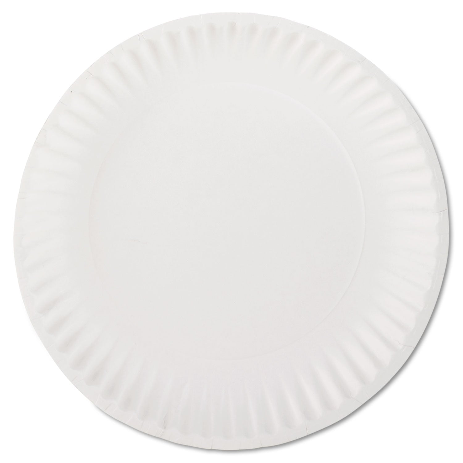 AJM Packaging Corporation White Paper Plates, 9" dia, 100/Pack, 10 Packs/Carton