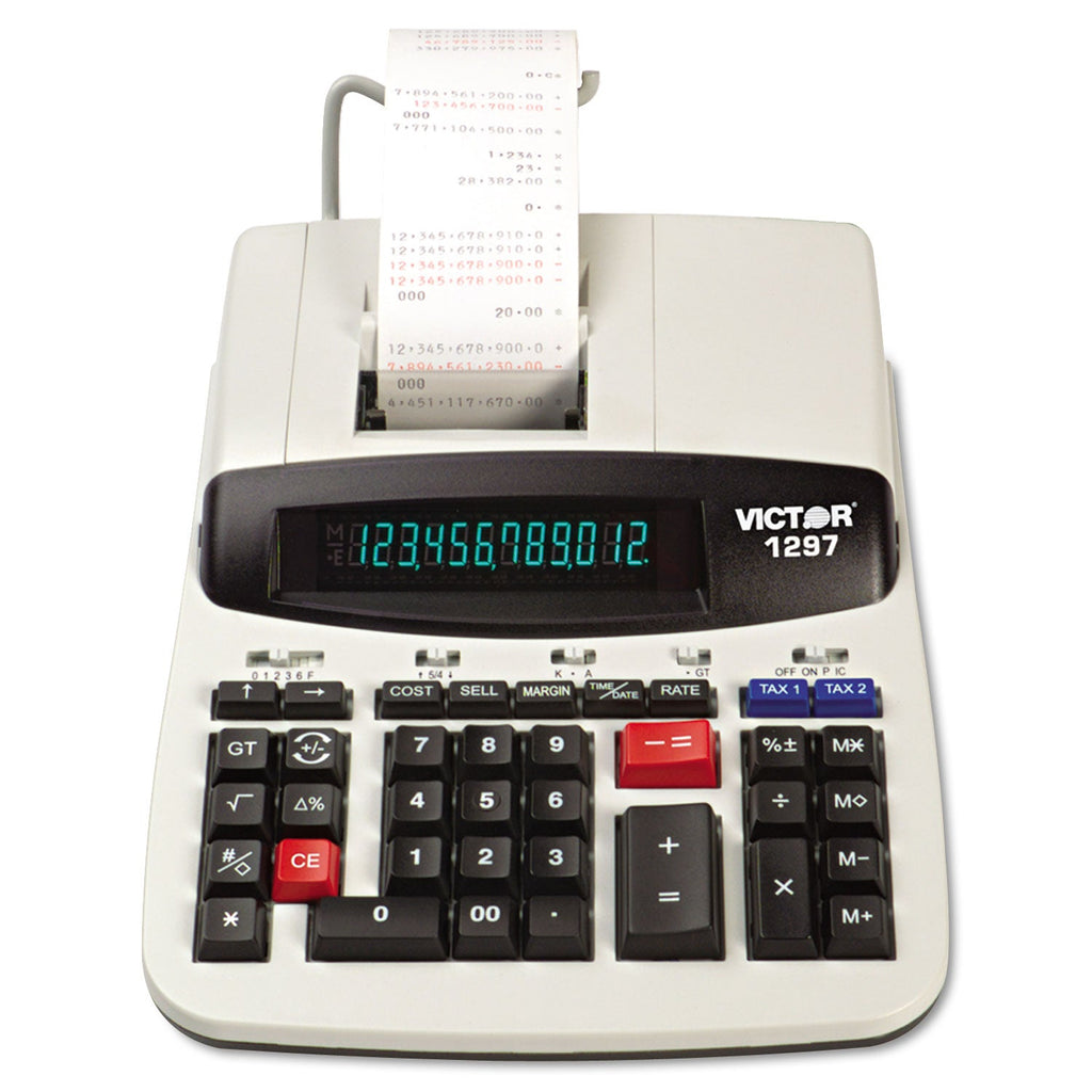Victor 1297 Two-Color Commercial Printing Calculator, Black/Red Print, 4.5 Lines/Sec