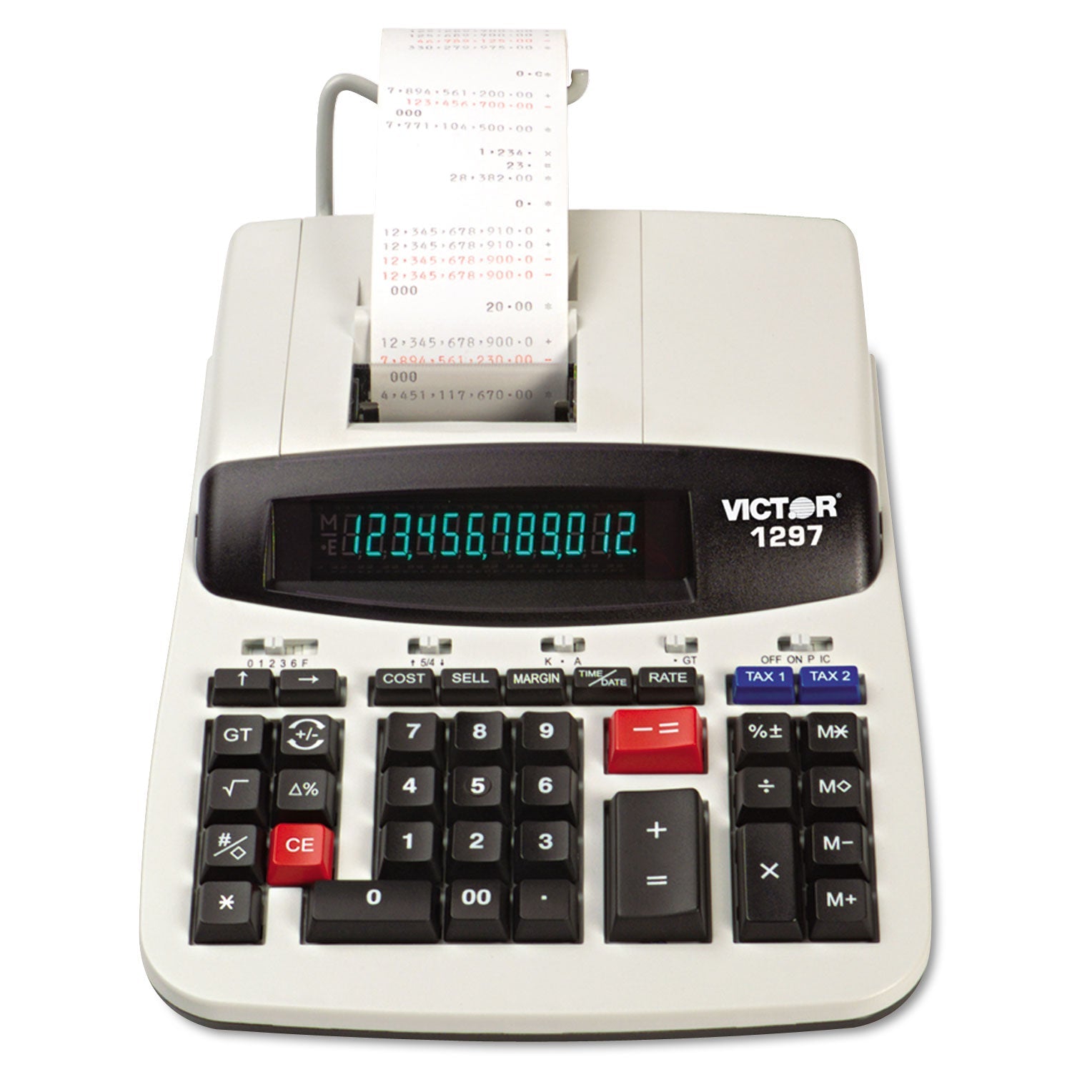 Victor 1297 Two-Color Commercial Printing Calculator, Black/Red Print, 4.5 Lines/Sec