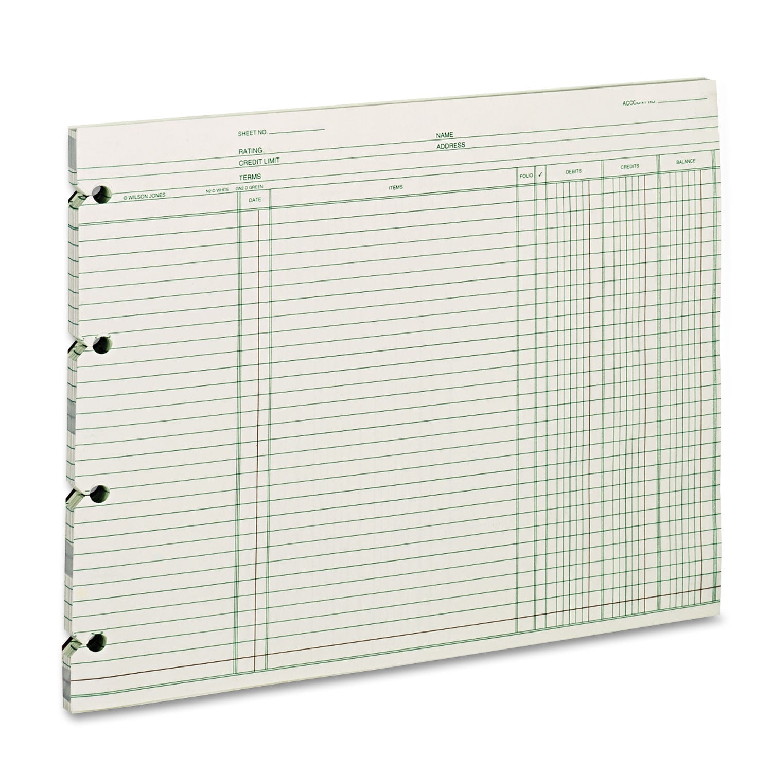 Wilson Jones Accounting Sheets, 9.25 x 11.88, Green, Loose Sheet, 100/Pack