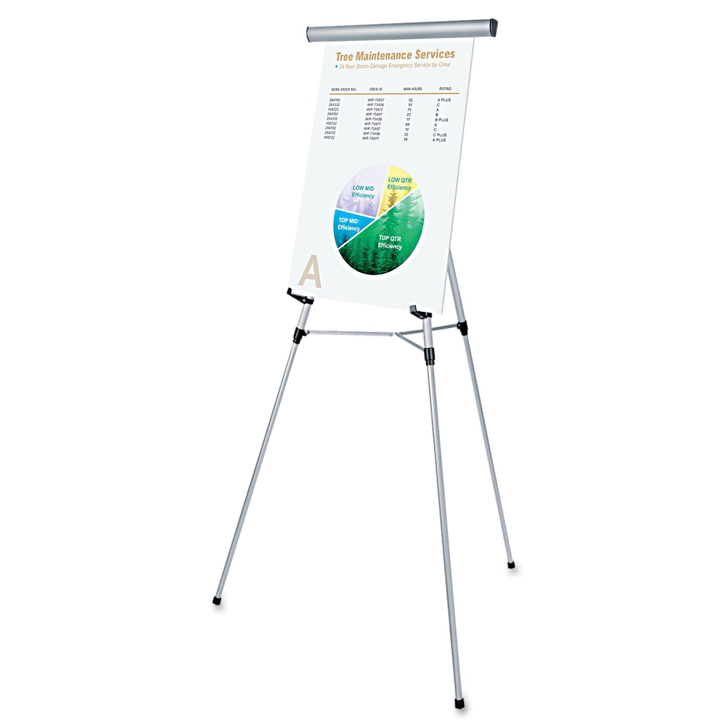 Universal 3-Leg Telescoping Easel with Pad Retainer, Adjusts 34" to 64", Aluminum, Silver