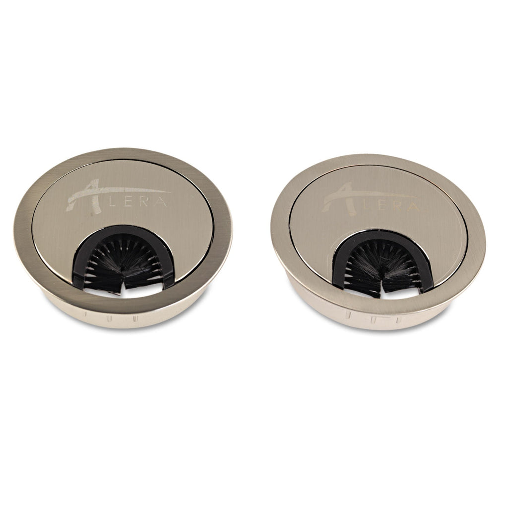 Alera Valencia Series Optional Grommets, 2.63" Diameter, Silver Metal, 2/Pack