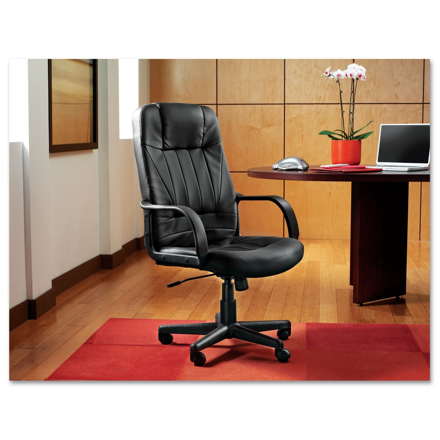 Alera Sparis Executive High-Back Swivel/Tilt Bonded Leather Chair, Supports Up to 275 lb, 18.11" to 22.04" Seat Height, Black