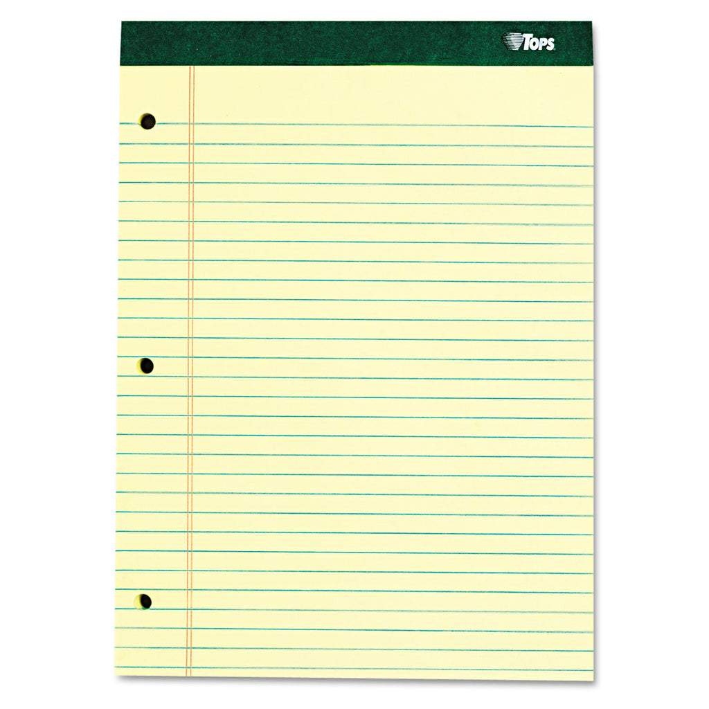 TOPS Double Docket Ruled Pads with Extra Sturdy Back, Wide/Legal Rule, 100 Canary-Yellow 8.5 x 11.75 Sheets