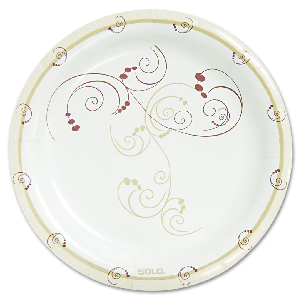 Dart Symphony Paper Dinnerware, Mediumweight Plate, 8.5" dia, Tan, 125/Pack, 4 Packs/Carton