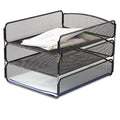 Safco Onyx Desk Tray, 3 Sections, Letter Size Files, 9.25" x 11.75" x 8", Black