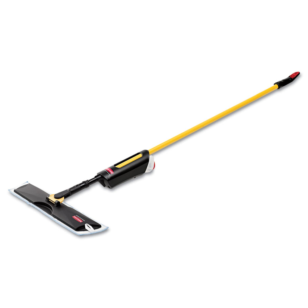 Rubbermaid Light Commercial Spray Mop, 18" Wide Blue Head, 52" Steel Handle