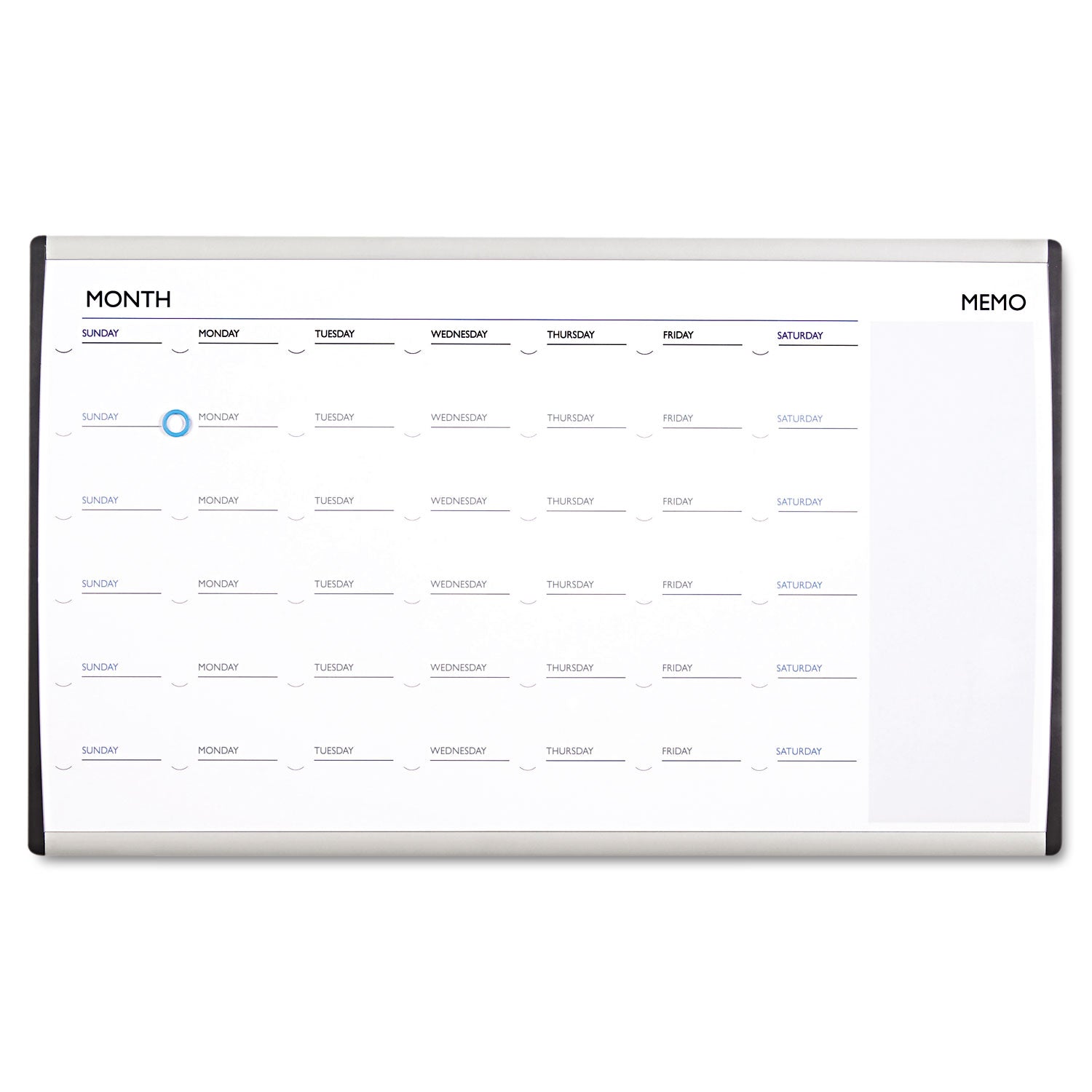 Quartet Magnetic Dry-Erase Calendar, 18 x 30, White Surface, Silver Aluminum Frame