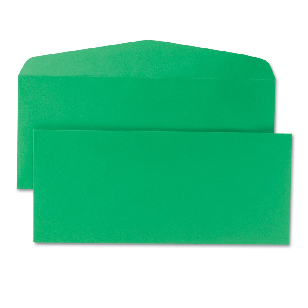 Quality Park Colored Envelope, #10, Commercial Flap, Gummed Closure, 4.13 x 9.5, Green, 25/Pack