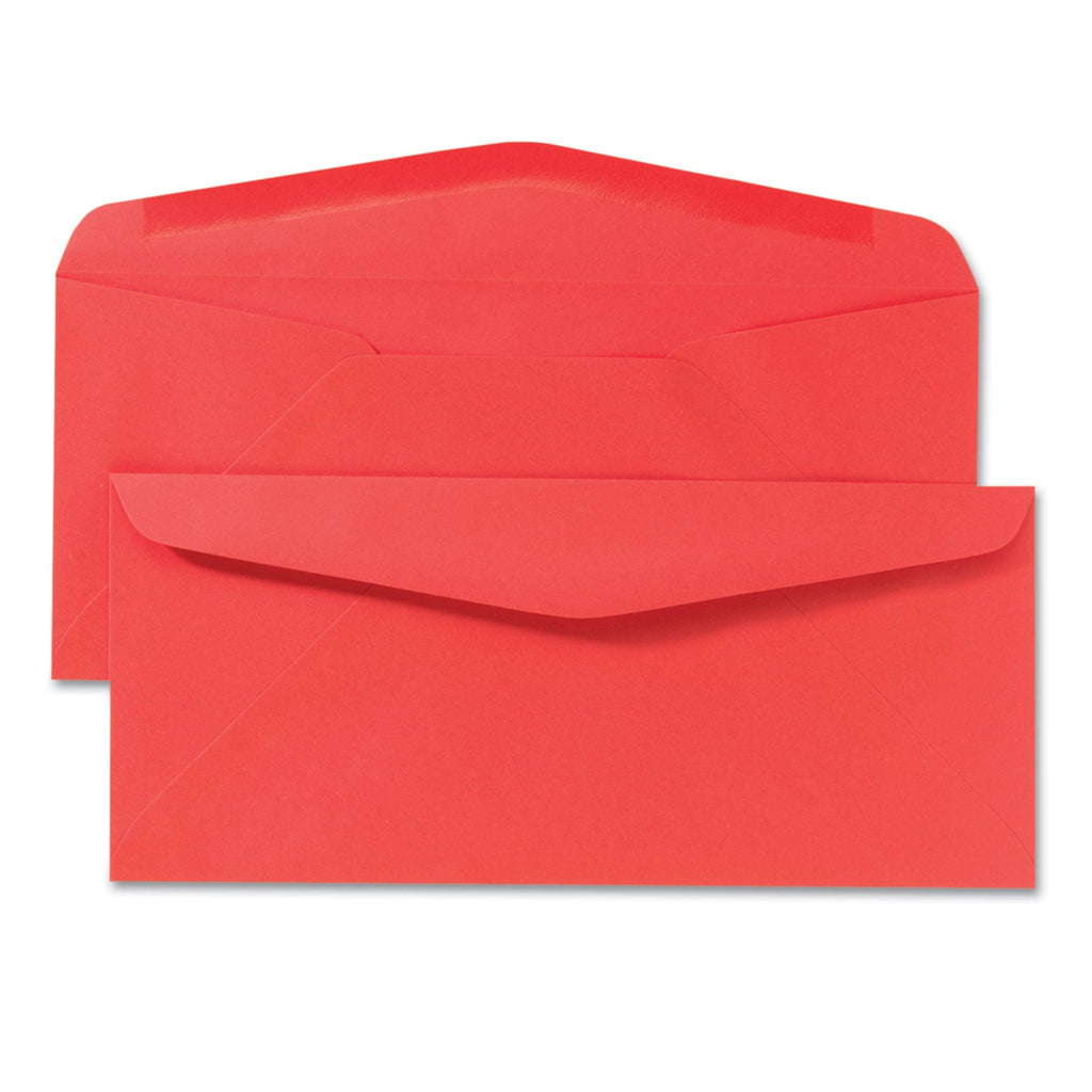 Quality Park Colored Envelope, #10, Commercial Flap, Gummed Closure, 4.13 x 9.5, Red, 25/Pack