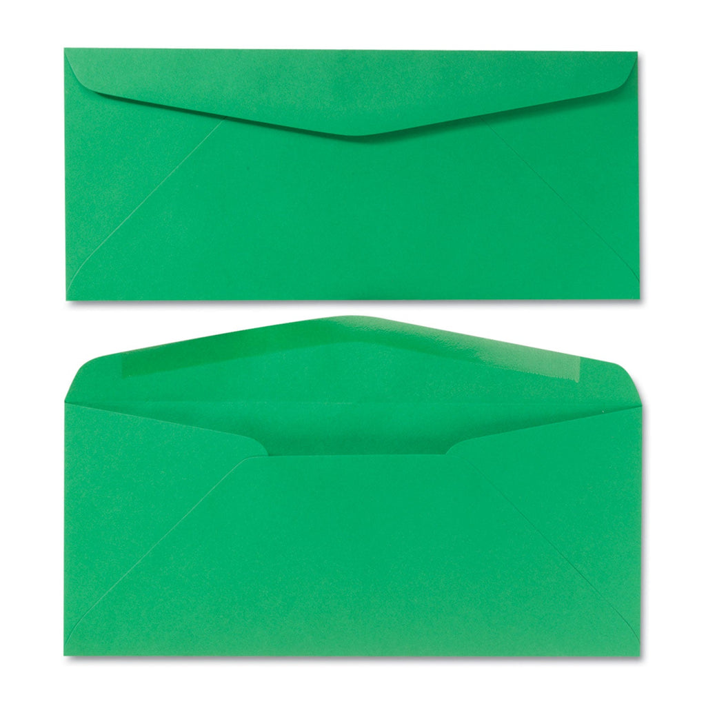 Quality Park Colored Envelope, #10, Commercial Flap, Gummed Closure, 4.13 x 9.5, Green, 25/Pack