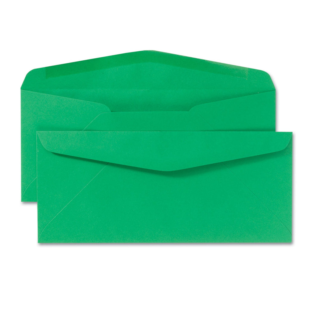 Quality Park Colored Envelope, #10, Commercial Flap, Gummed Closure, 4.13 x 9.5, Green, 25/Pack