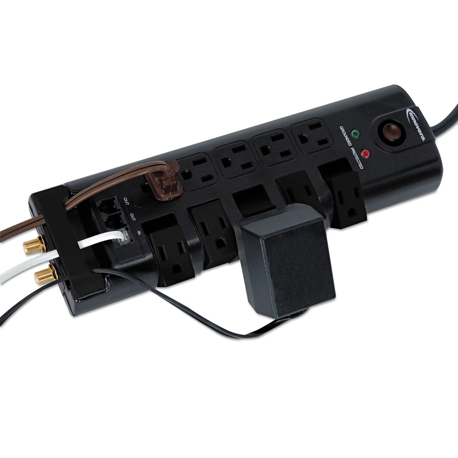 Innovera Surge Protector, 10 AC Outlets, 6 ft Cord, 2,880 J, Black