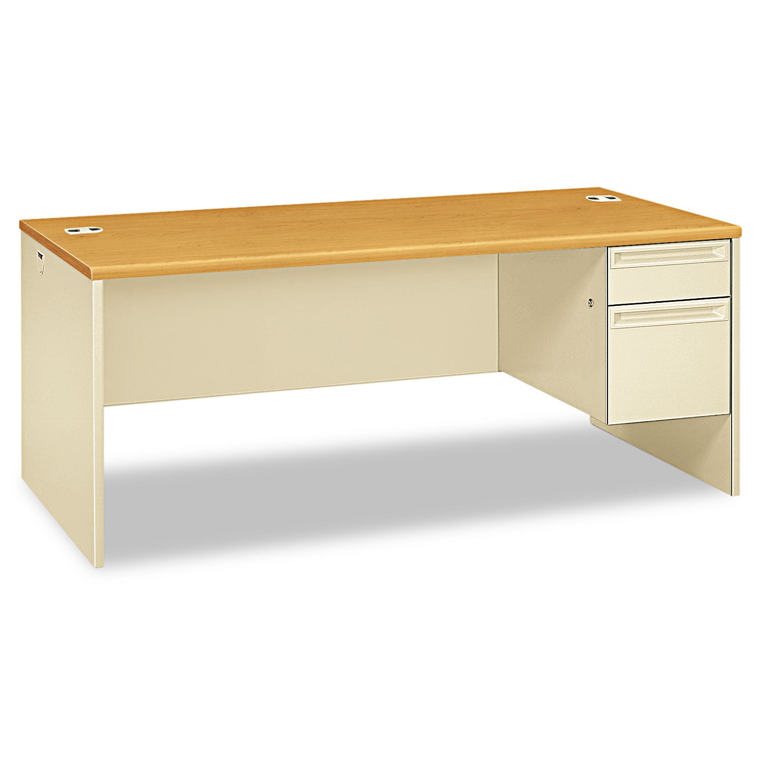 HON 38000 Series Right Pedestal Desk, 72" x 36" x 29.5", Harvest/Putty