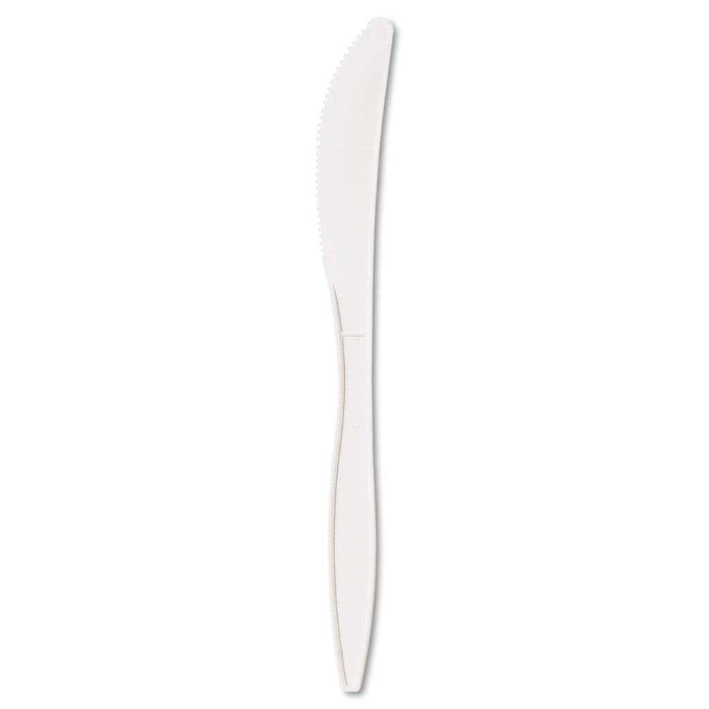 Boardwalk Mediumweight Polypropylene Cutlery, Knife, White, 1000/Carton