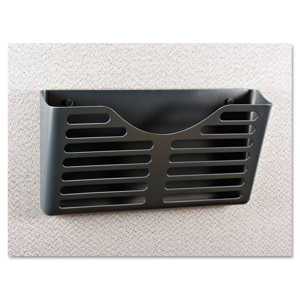Universal Recycled Plastic Cubicle Single File Pocket, Cubicle Pins Mount, 13.5 x 3 x 7, Charcoal