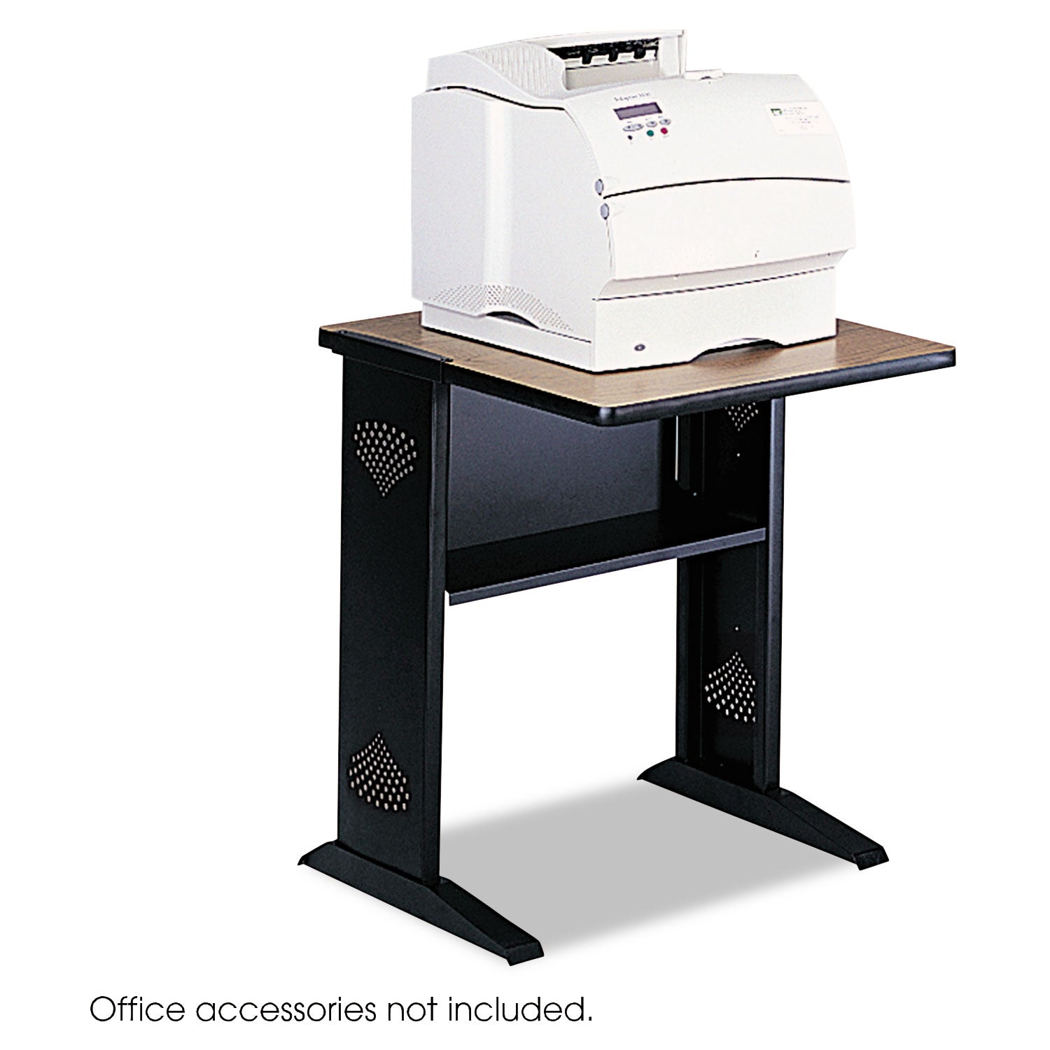 Safco Fax/Printer Stand with Reversible Top, Metal, 1 Shelf, 23.5" x 28" x 30", Medium Oak/Black