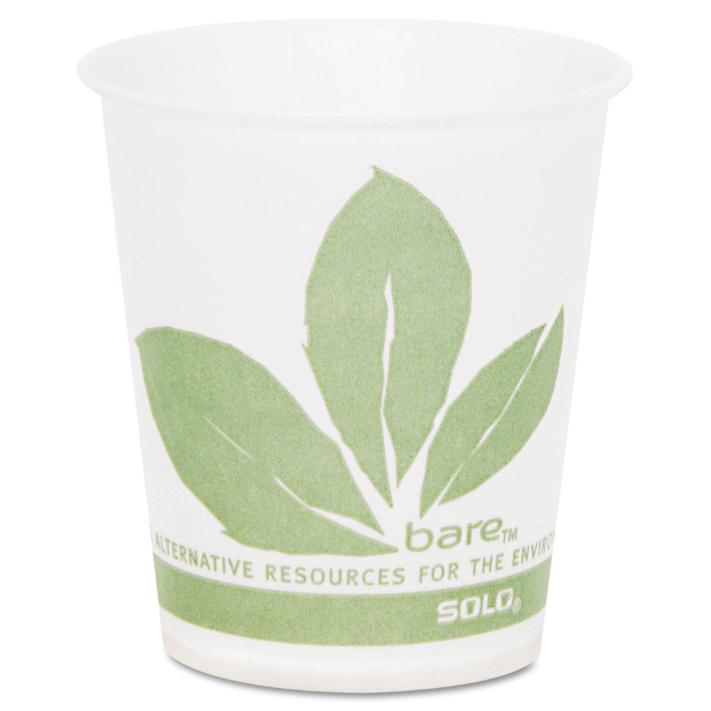 SOLO Bare Eco-Forward Treated Paper Cold Cups, 5 oz, Green/White, 100/Sleeve, 30 Sleeves/Carton