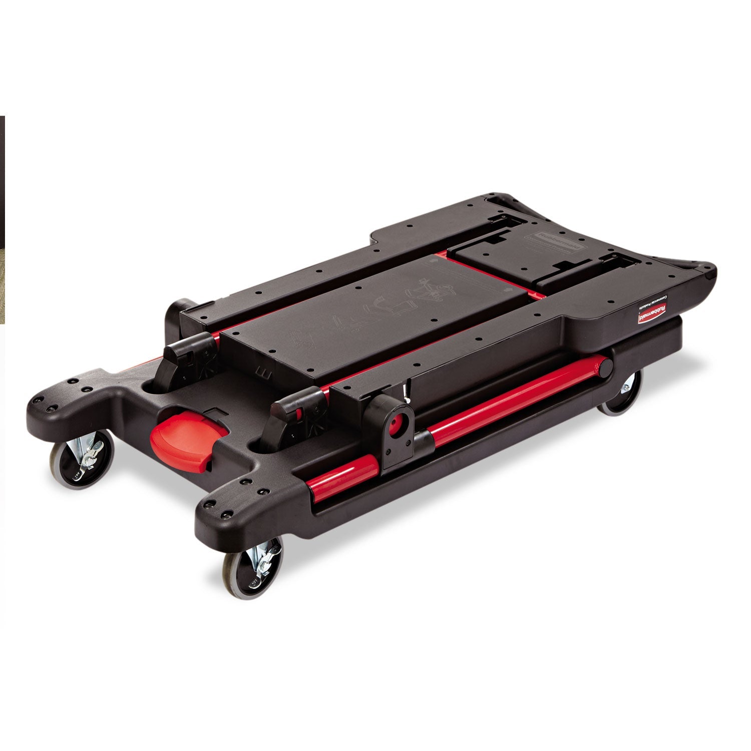 Rubbermaid Convertible Utility Cart, Plastic, 2 Shelves, 400 lb Capacity, 23.88" x 45.13" x 34.38", Black