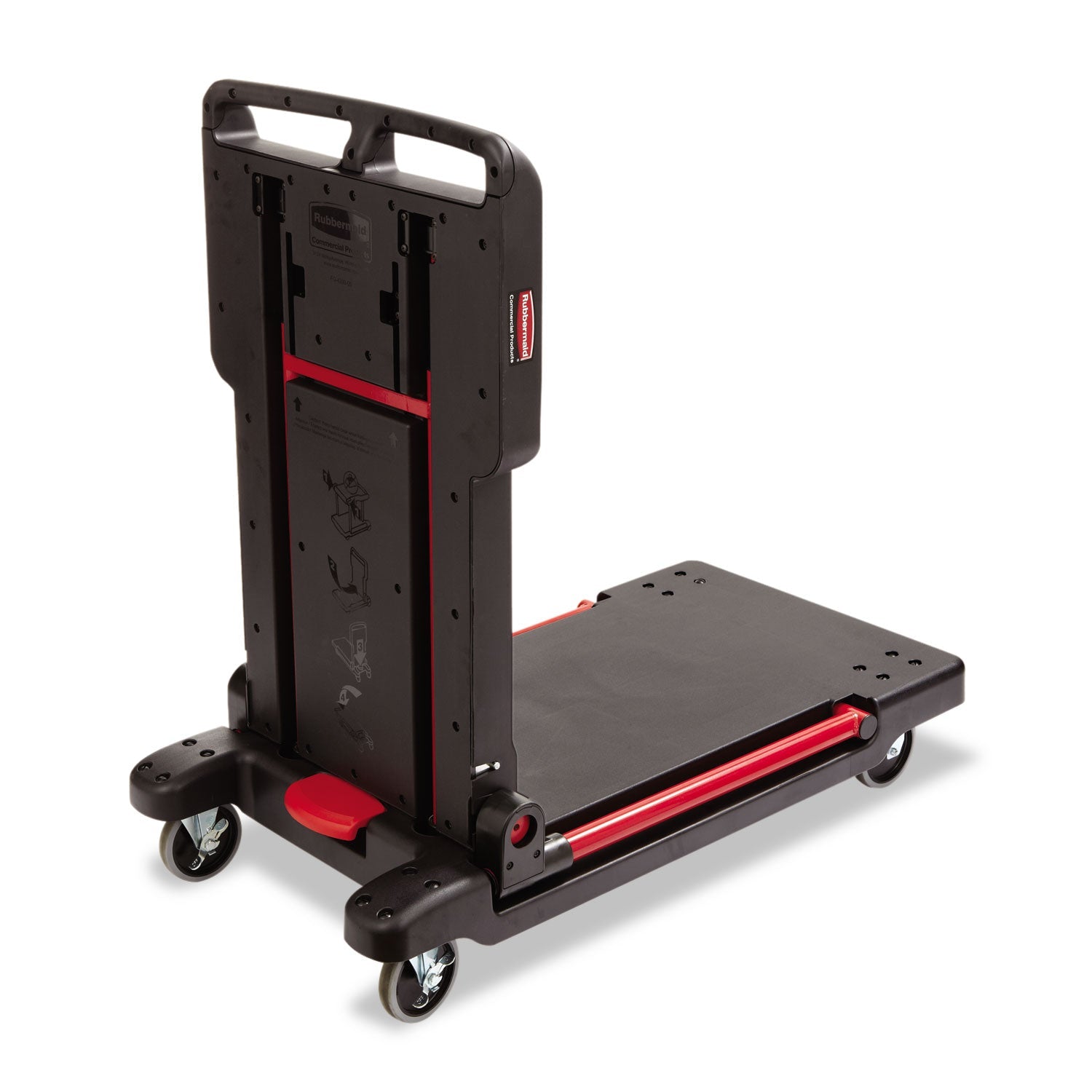 Rubbermaid Convertible Utility Cart, Plastic, 2 Shelves, 400 lb Capacity, 23.88" x 45.13" x 34.38", Black