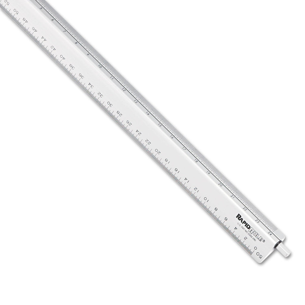 Chartpak Adjustable Triangular Scale Aluminum Engineers Ruler, 12", Long, Silver
