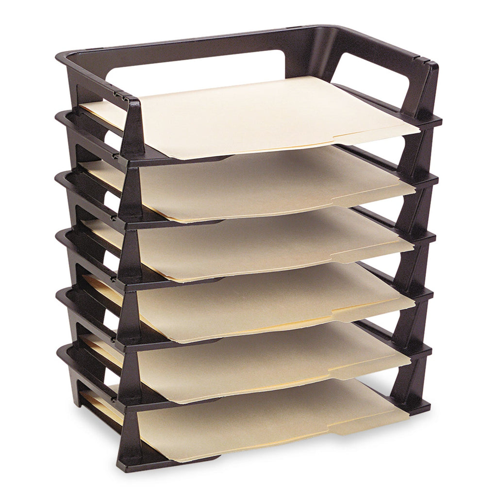 Rubbermaid Regeneration Recycled Plastic Letter Tray, 6 Sections, Letter Size Files, 9.13" x 15.25" x 2.75", Black