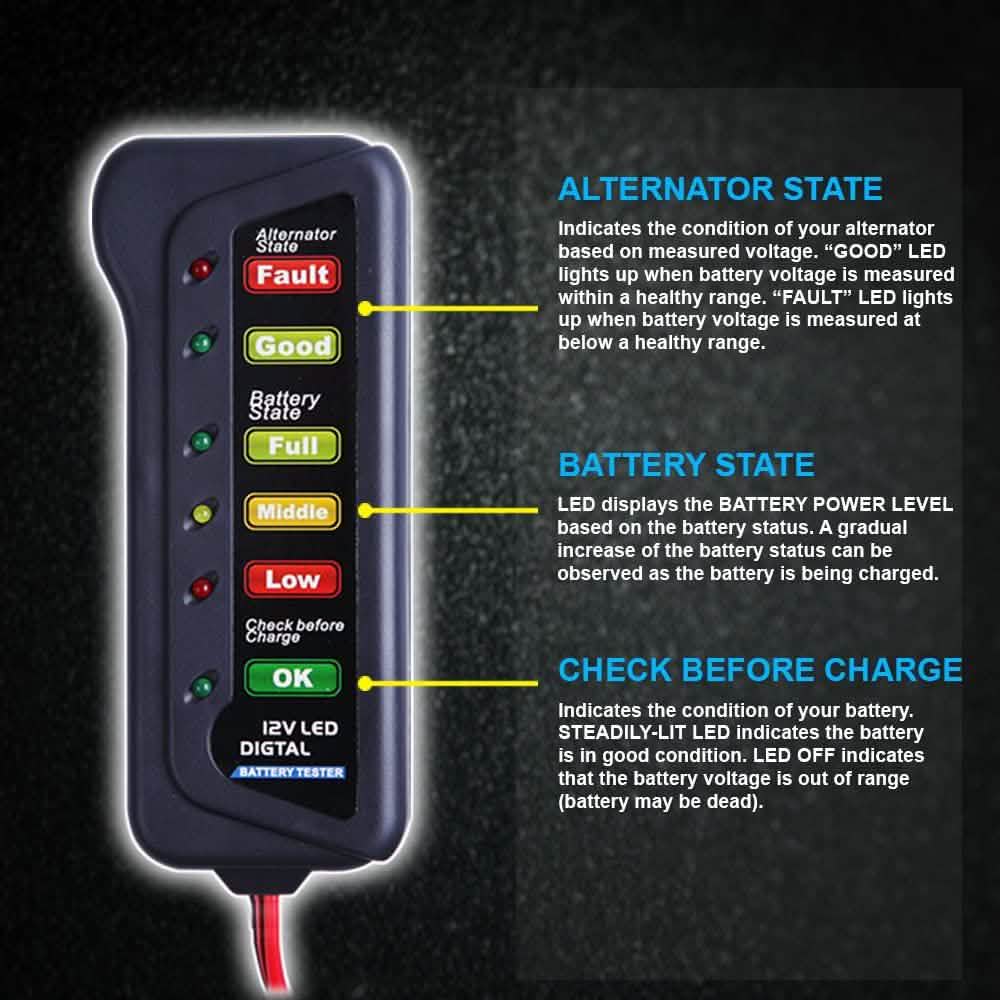 12V Car Digital Battery/Alternator Tester 15 Amps