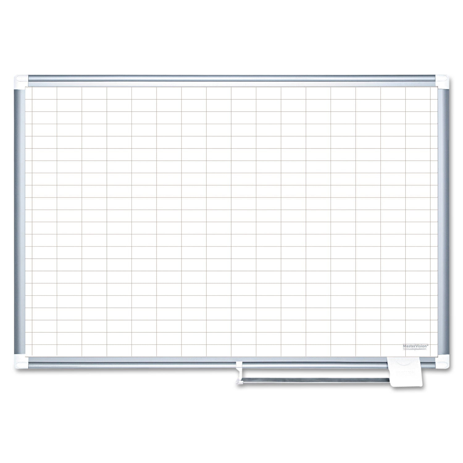 MasterVision Gridded Magnetic Porcelain Planning Board, 1 x 2 Grid, 72 x 48, Aluminum Frame