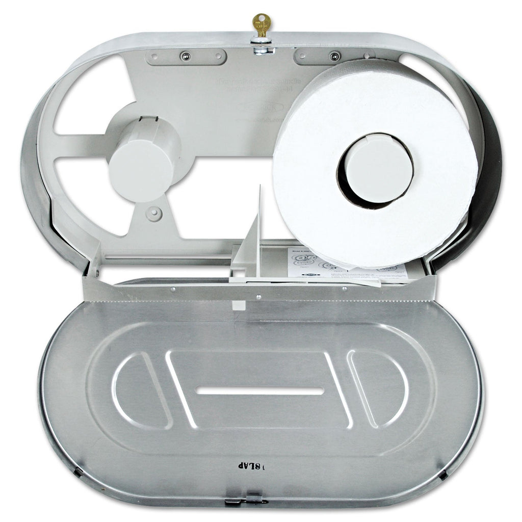 Bobrick Toilet Tissue 2 Roll Dispenser, Jumbo, 20.81 x 5.31 x 11.38, Satin-Finish Stainless Steel