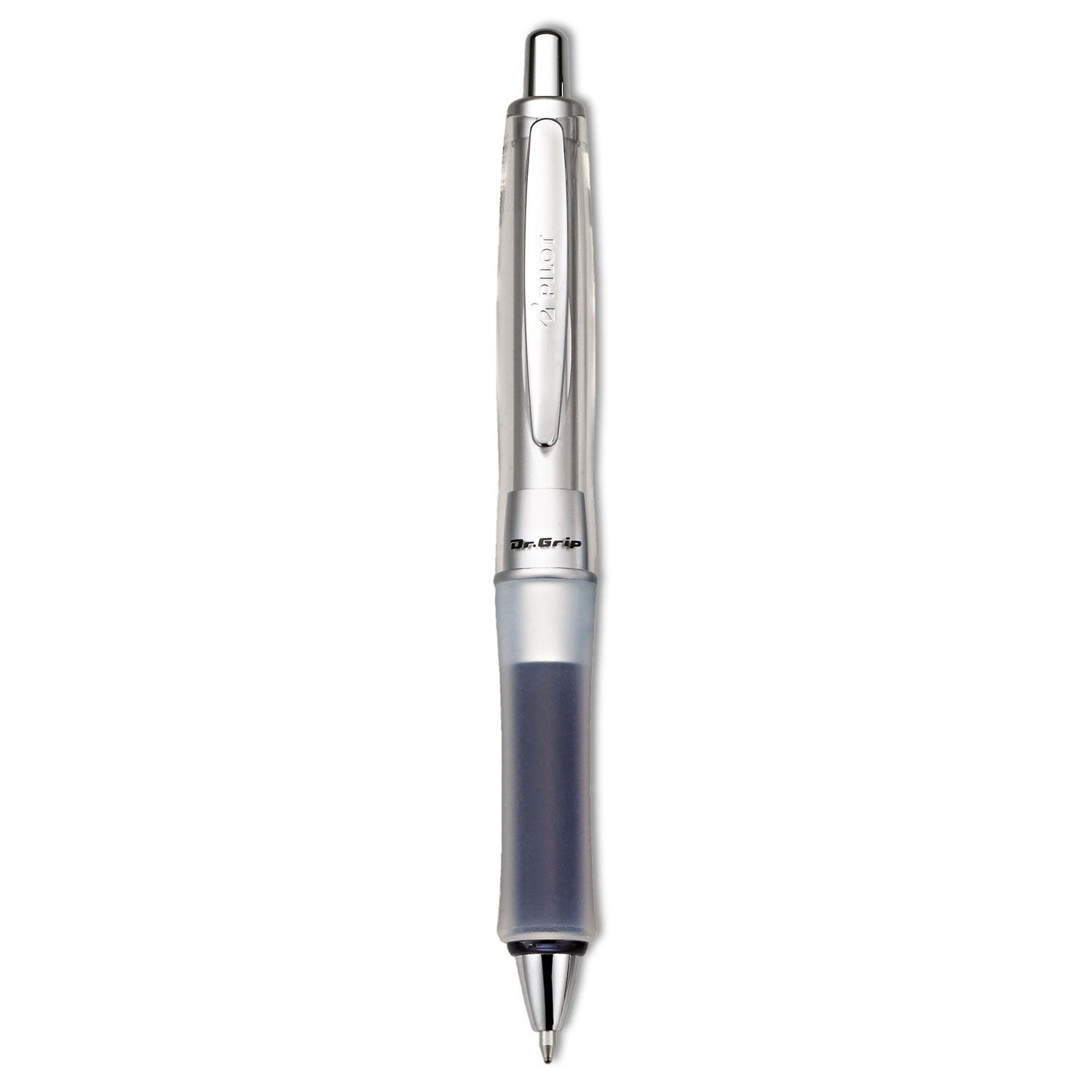 Pilot Dr. Grip Center of Gravity Ballpoint Pen, Retractable, Medium 1 mm, Black Ink, Silver/Charcoal Grip Barrel