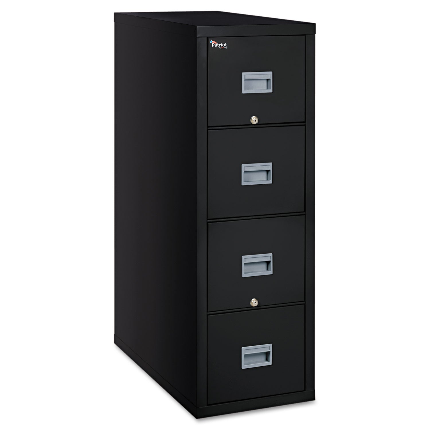 FireKing Patriot by FireKing Insulated Fire File, 1-Hour Fire Protection, 4 Legal-Size File Drawers, Black, 20.75" x 31.63" x 52.75"