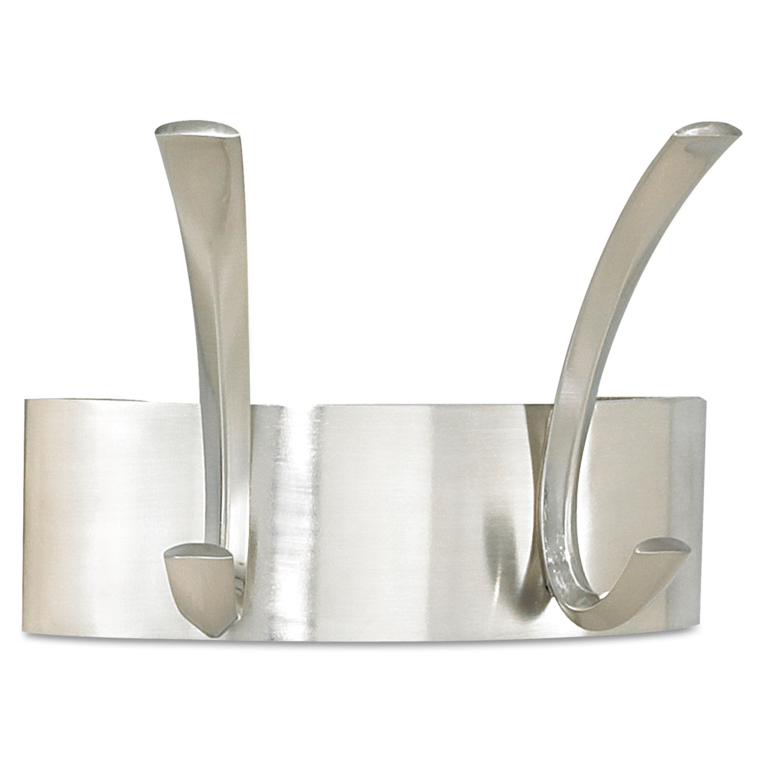 Safco Metal Coat Rack, Wall Rack, Two Hooks, Steel, 7w x 4.5d x 5.25h, Brushed Nickel