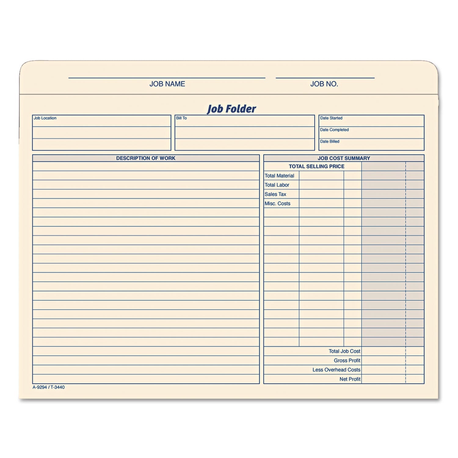 TOPS Job Folder, Straight Tabs, Letter Size, Manila, 20/Pack