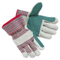 MCR Men's Economy Leather Palm Gloves, White/Red, Large, 12 Pairs