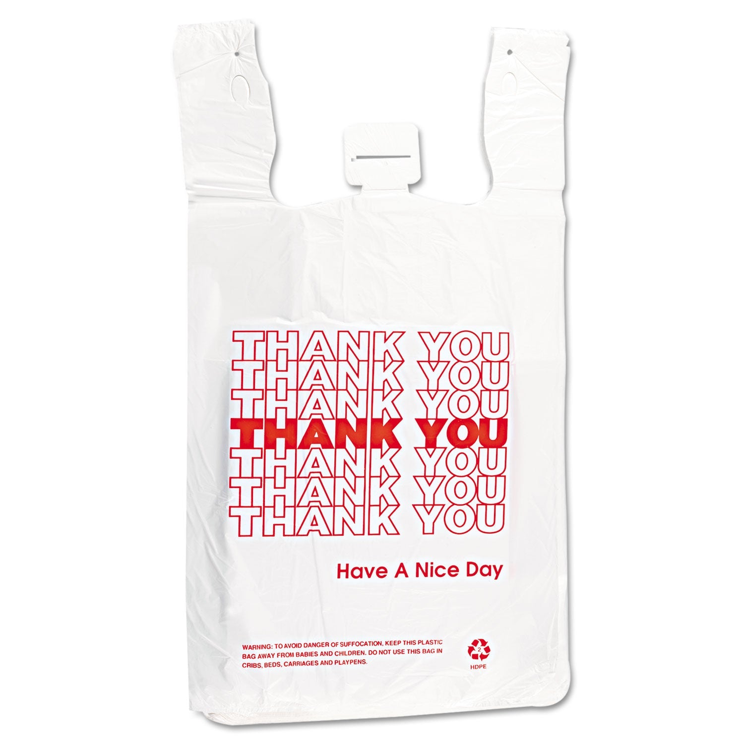 Inteplast Group HDPE T-Shirt Bags, 14 microns, 12" x 23", White, 500/Carton