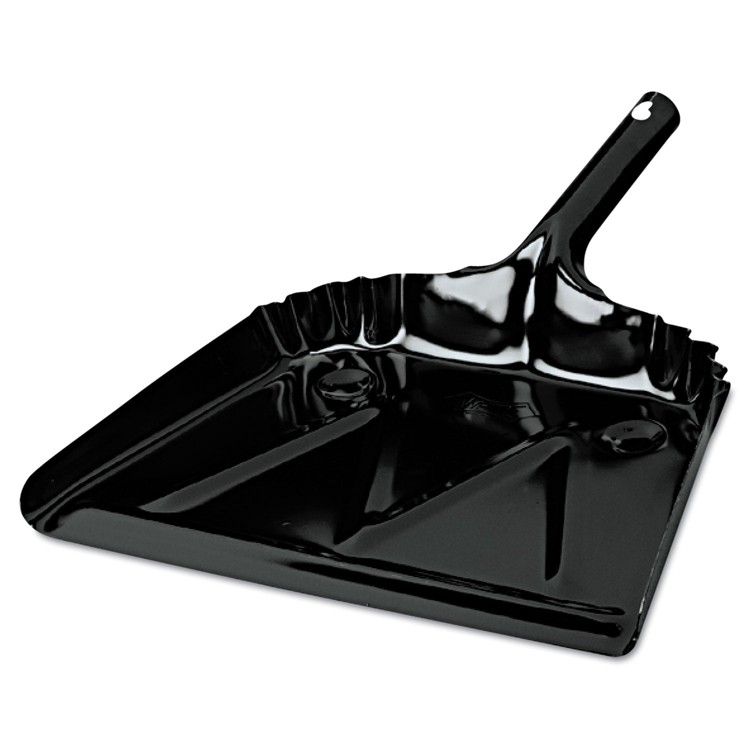 Impact Heavy-Duty Metal Dust Pan, 12 x 14, 20-Gauge Steel, Black
