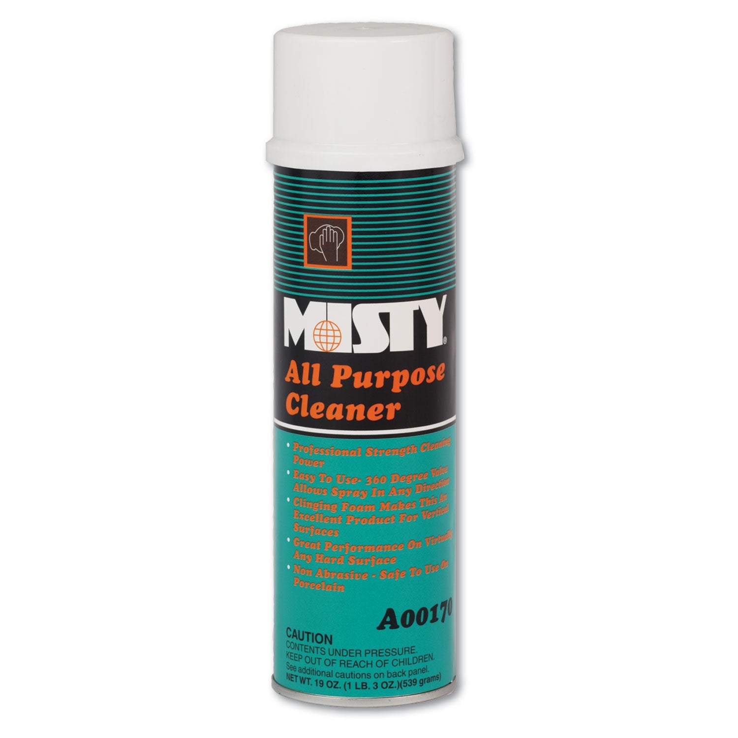 Misty All-Purpose Cleaner, Mint Scent, 19 oz Aerosol Spray, 12/Carton