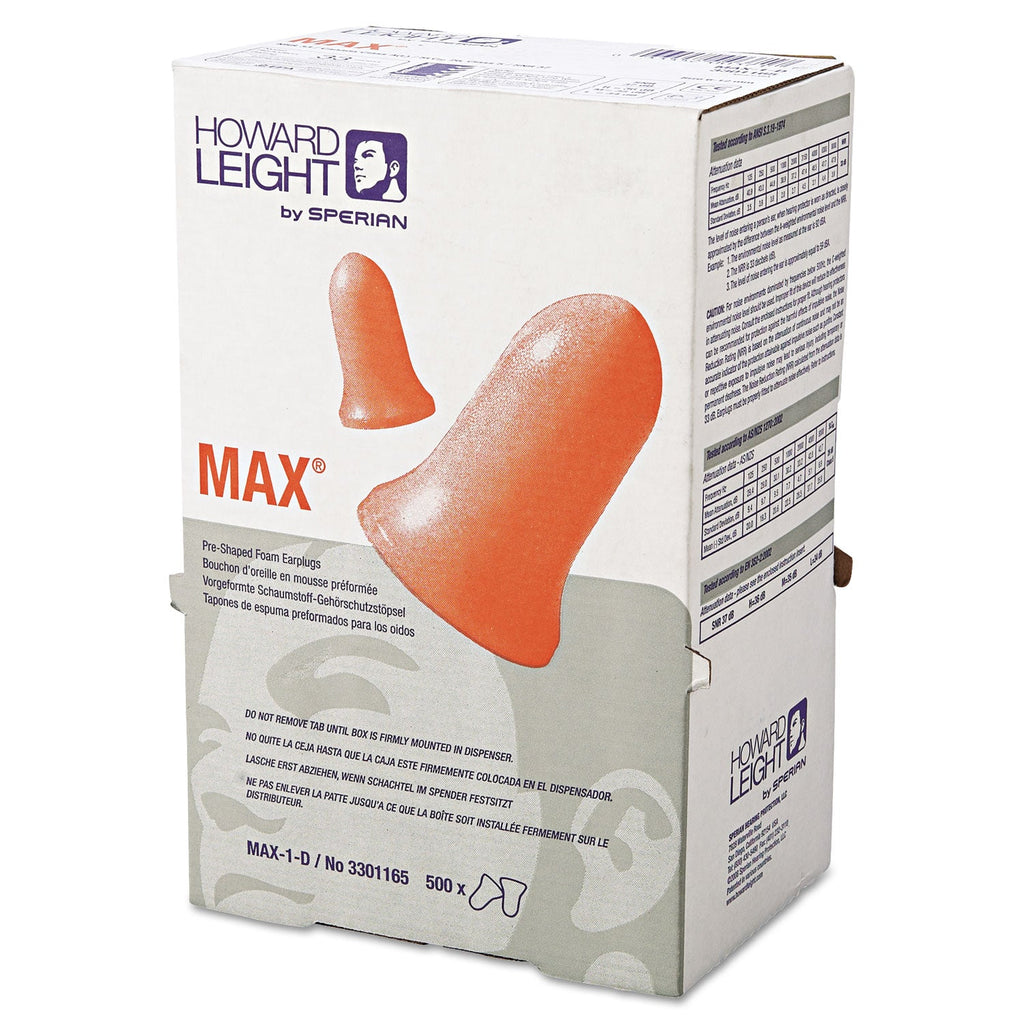 Howard Leight MAX-1 D Single-Use Earplugs, Cordless, 33NRR, Coral, LS 500 Refill