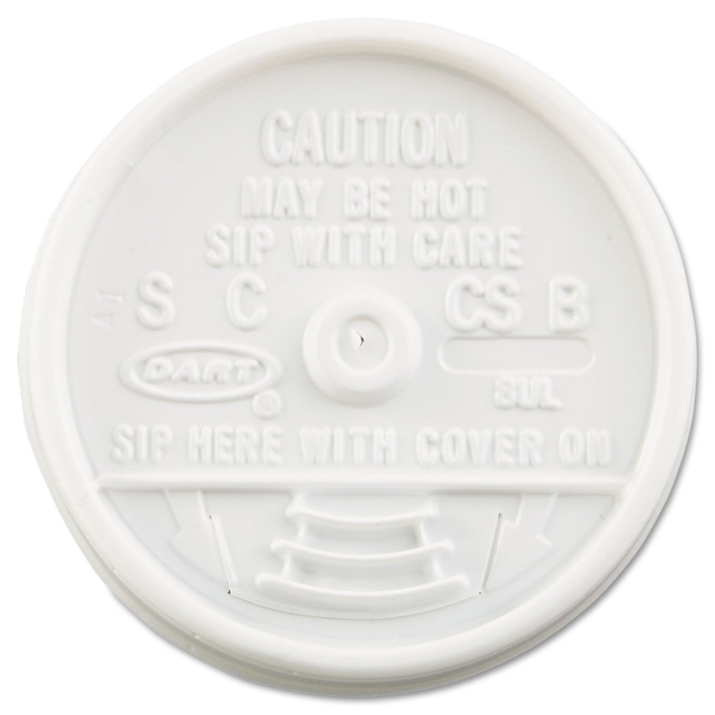 Dart Sip Thru Lids, Fits 6 oz to 10 oz Cups, White, 100/Pack, 10 Packs/Carton