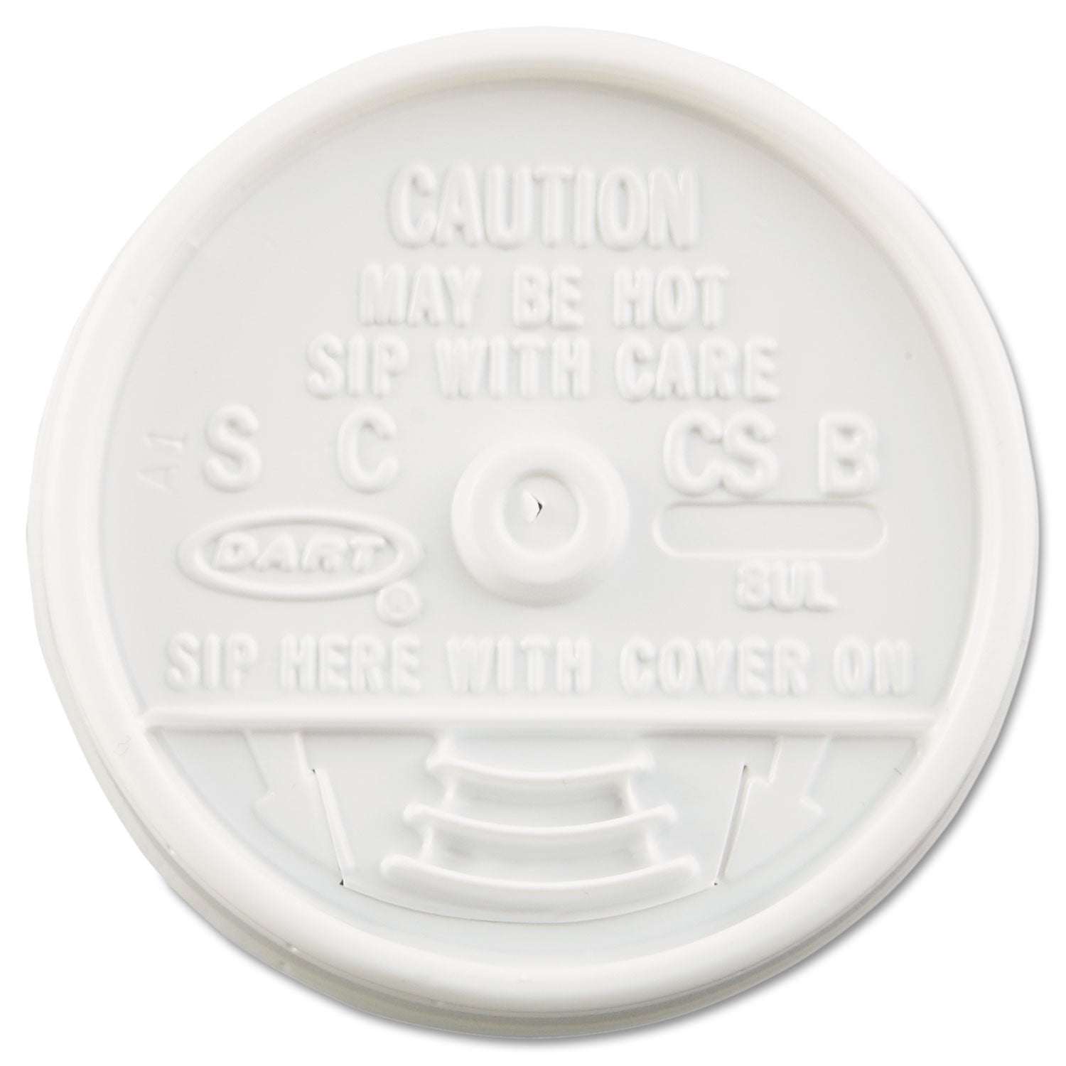 Dart Sip Thru Lids, Fits 6 oz to 10 oz Cups, White, 100/Pack, 10 Packs/Carton