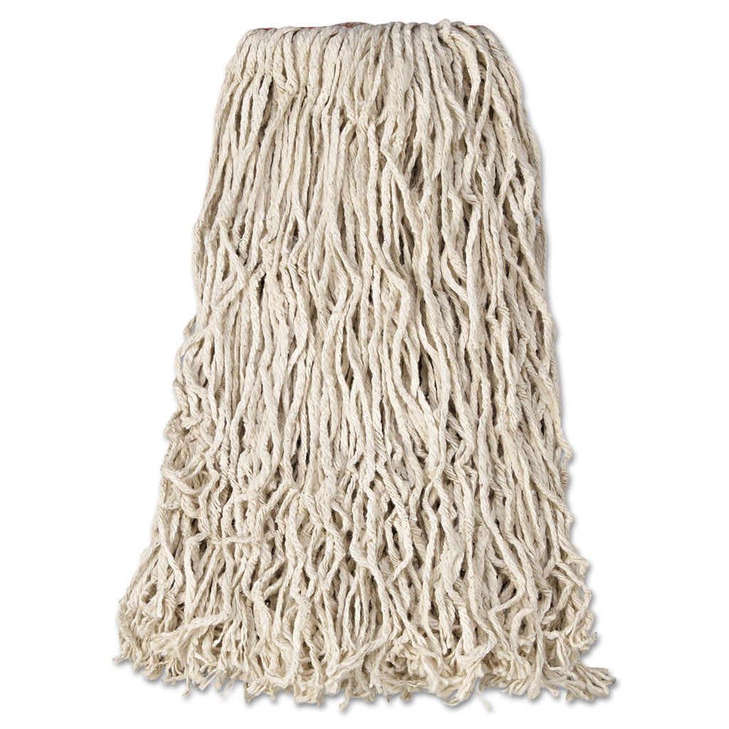 Rubbermaid Premium Cut-End Cotton Wet Mop Head, 24 oz, White, 1" White Band, 12/Carton