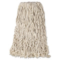 Rubbermaid Premium Cut-End Cotton Wet Mop Head, 24 oz, White, 1" White Band, 12/Carton