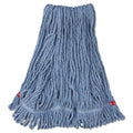 Rubbermaid Web Foot Wet Mop Head, Shrinkless, Cotton/Synthetic, Blue, Medium, 6/Carton