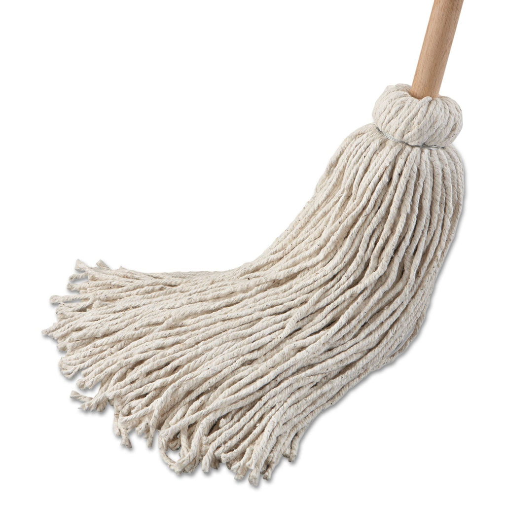 Boardwalk Handle/Deck Mops, 32 oz White Cotton Head, 54" Oak Wood Handle, 6/Pack