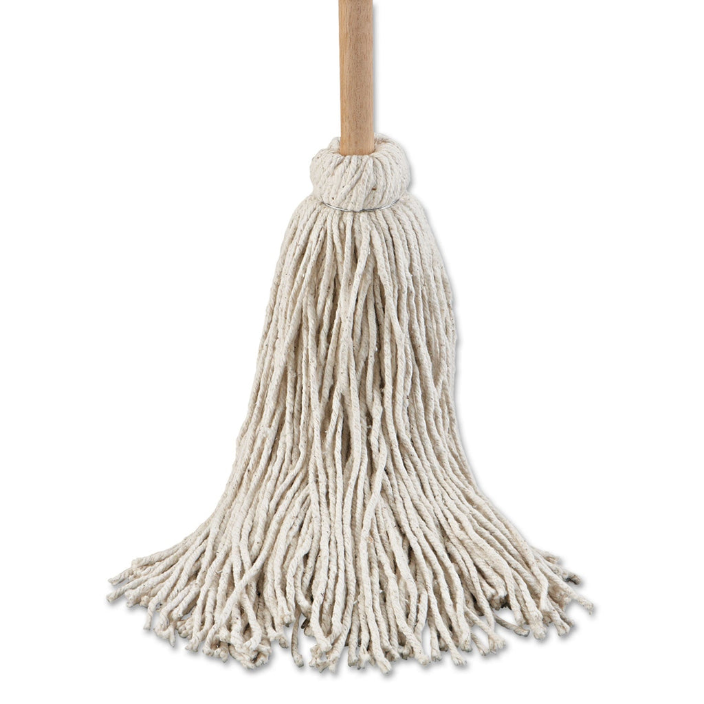 Boardwalk Handle/Deck Mops, 32 oz White Cotton Head, 54" Oak Wood Handle, 6/Pack