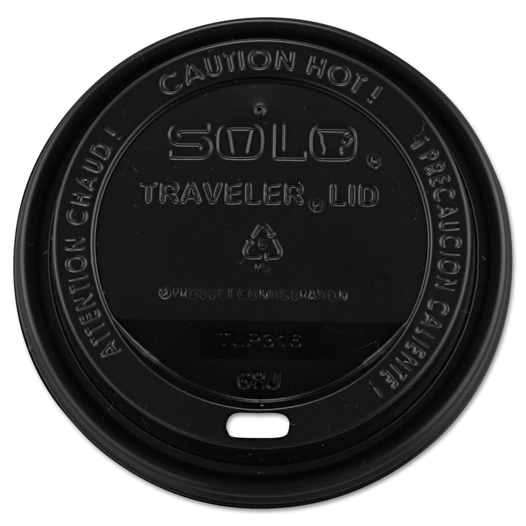 Dart Traveler Cappuccino Style Dome Lid, Fits 10 oz to 24 oz Cups, Black, 100/Sleeve, 10 Sleeves/Carton