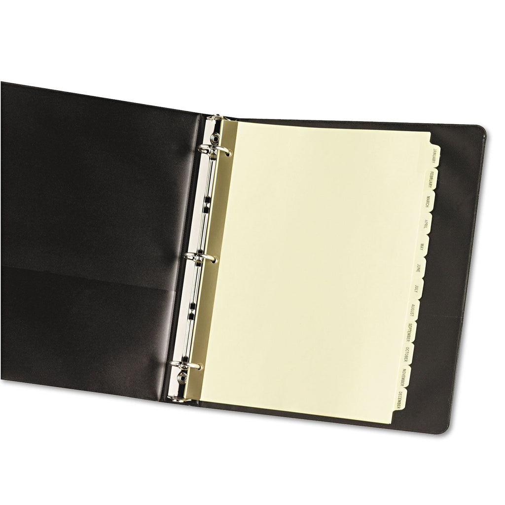 Avery Preprinted Laminated Tab Dividers with Gold Reinforced Binding Edge, 12-Tab, Jan. to Dec., 11 x 8.5, Buff, 1 Set