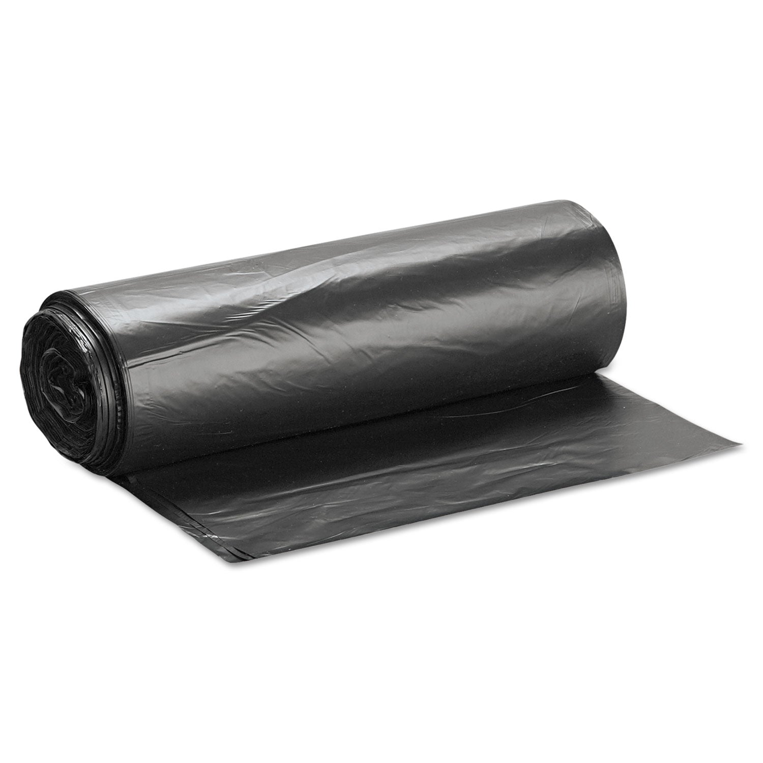 Inteplast Group High-Density Interleaved Commercial Can Liners, 60 gal, 17 microns, 38" x 60", Black, 200/Carton