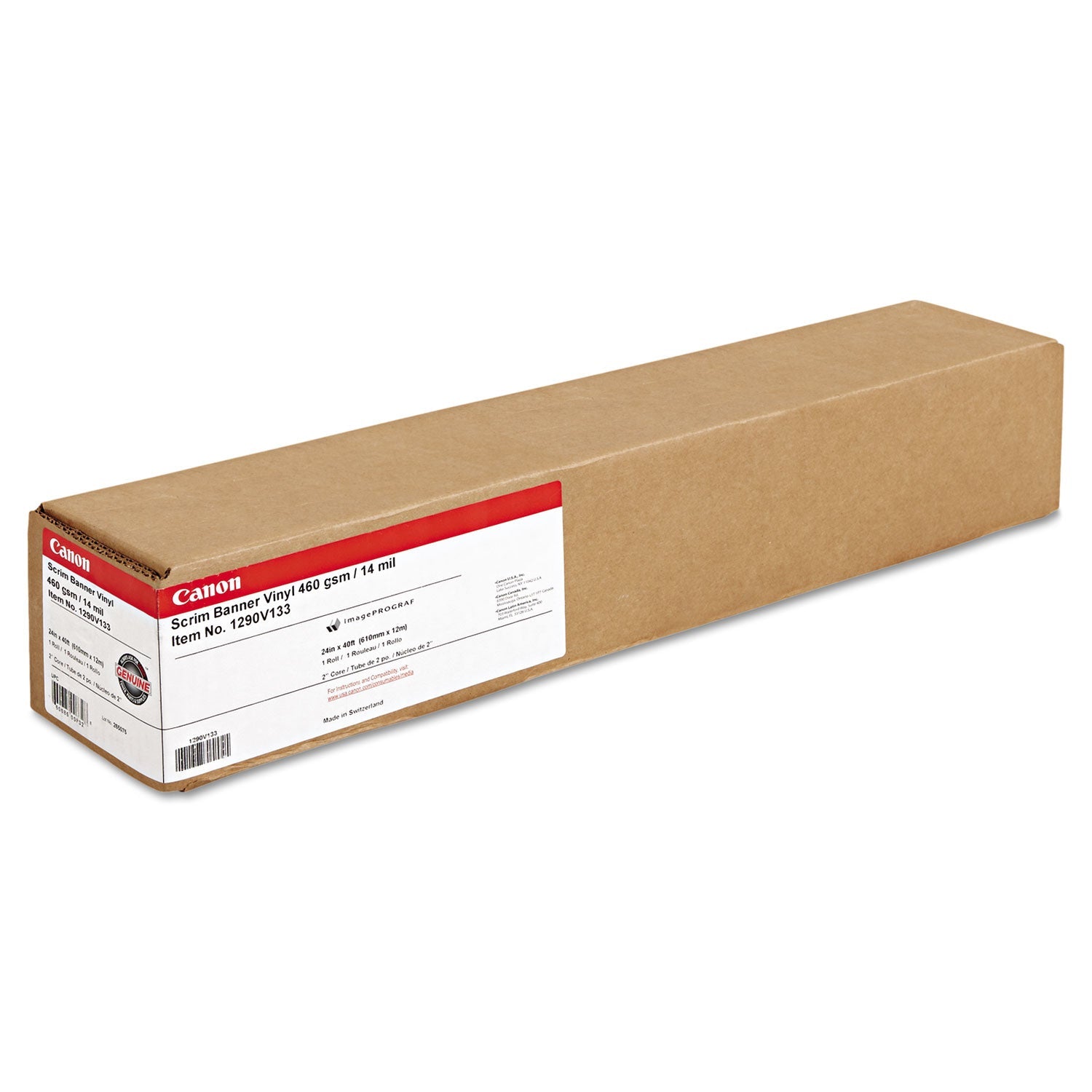 Canon Scrim Banner Vinyl Roll, 2" Core, 14 mil, 24" x 40 ft, Matte White