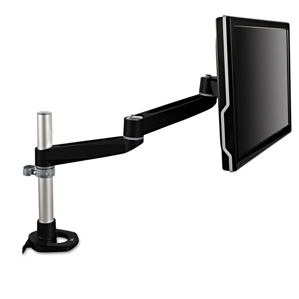 3M Dual Monitor Swivel Arm, 360 Degree Rotation, +15 Degree/-90 Degree Tilt, 180 Degree Pan, Black/Gray, Supports 30 lb